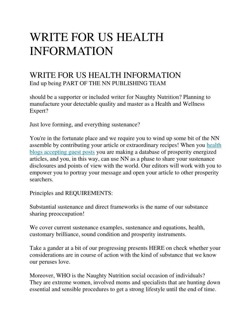 write for us health information