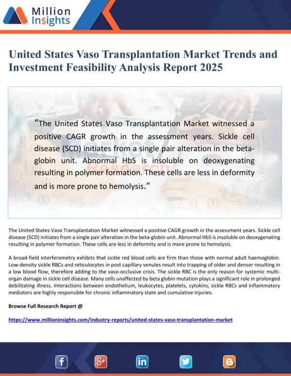 United States Vaso Transplantation Market Trends and Investment Feasibility Analysis Report 2025