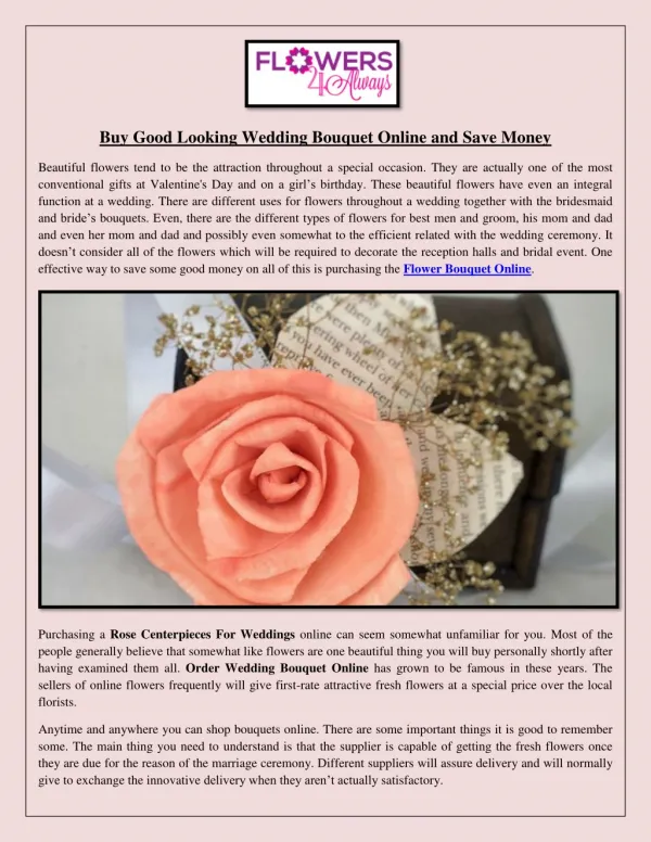 Buy Good Looking Wedding Bouquet Online and Save Money