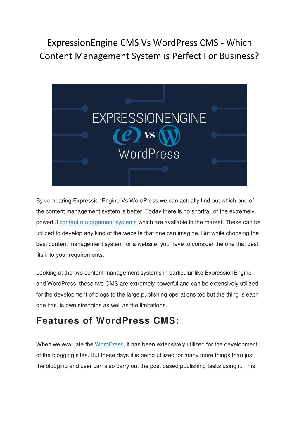 expressionengine cms vs wordpress cms which