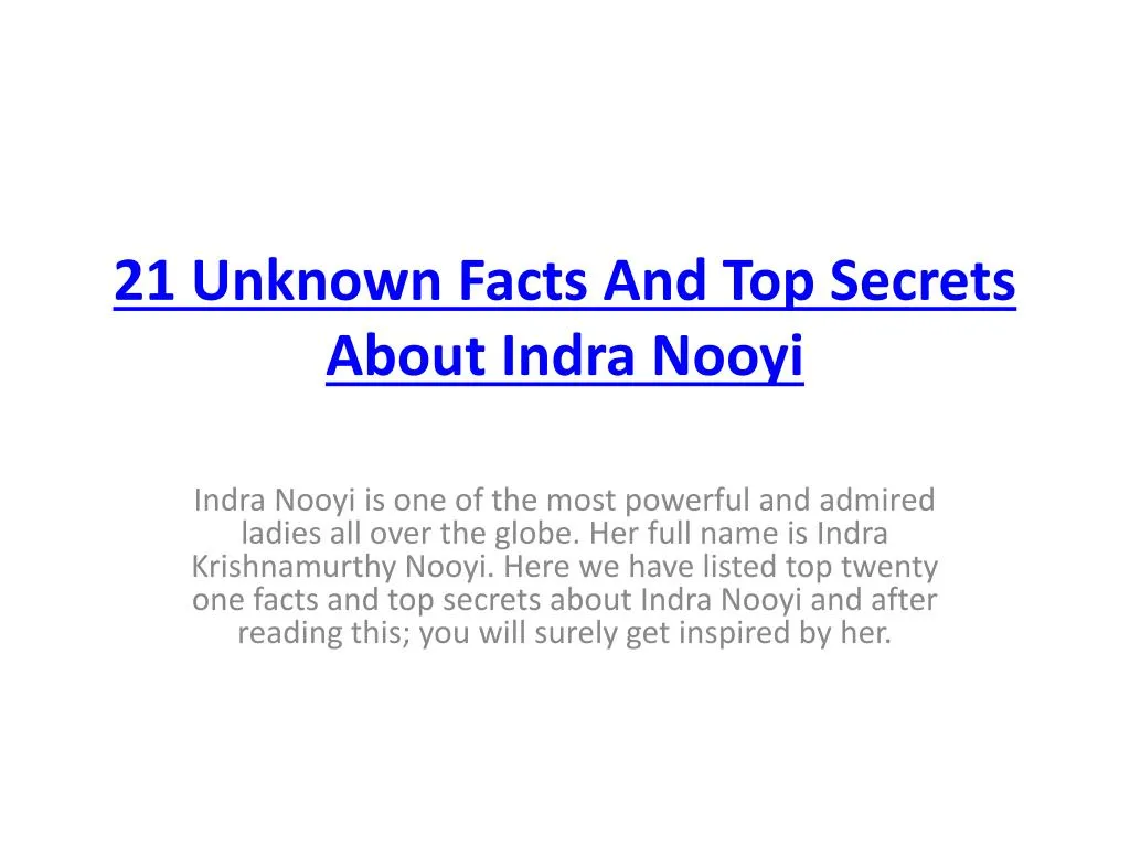 21 unknown facts and top secrets about indra nooyi