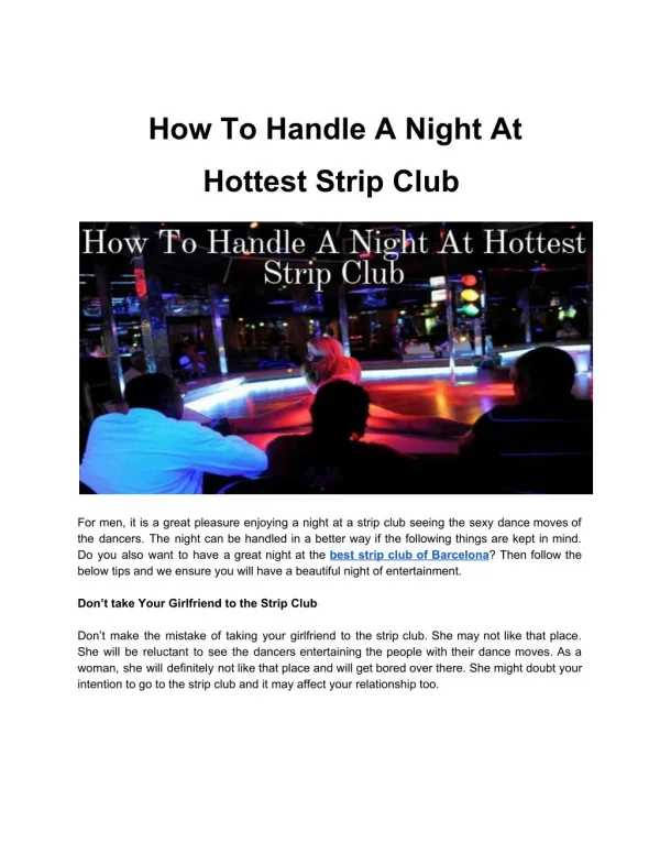 How To Handle A Night At Hottest Strip Club