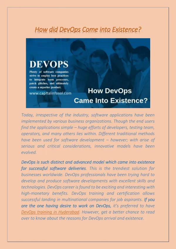 How did devOps come into existence? - DevOps Training in Hyderabad