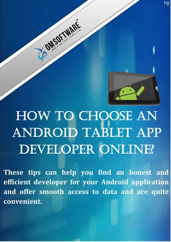 How To Choose An Android Tablet App Developer Online?