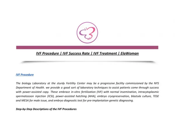 IVF Procedure | IVF Success Rate | IVF Treatment | ElaWoman