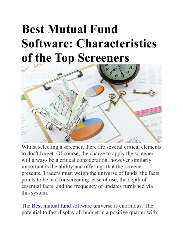 Best Mutual Fund Software:Characteristics of the Top Screeners