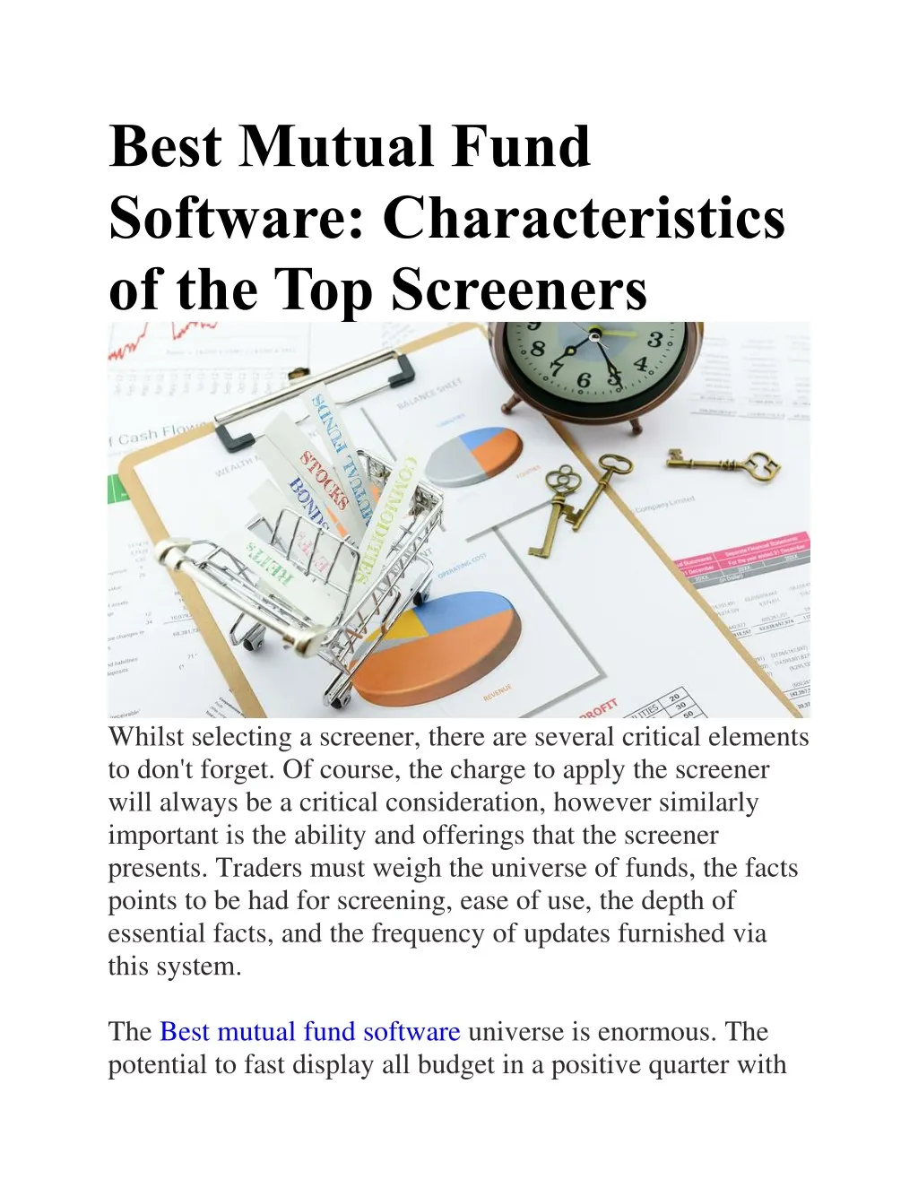 best mutual fund software characteristics