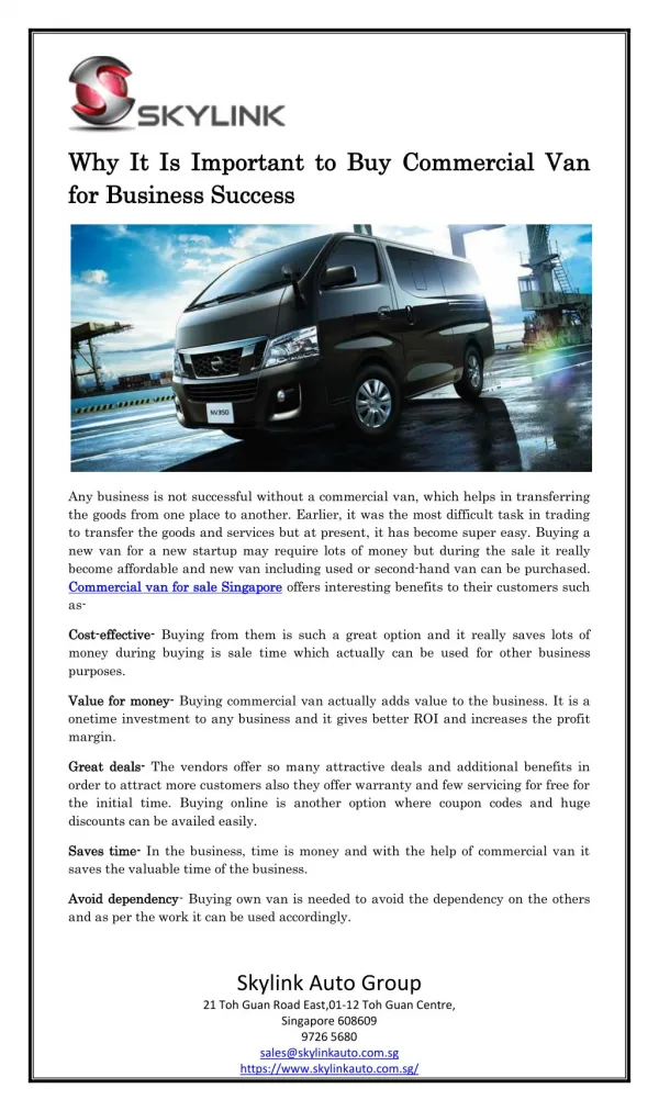 Why It Is Important to Buy Commercial Van for Business Success