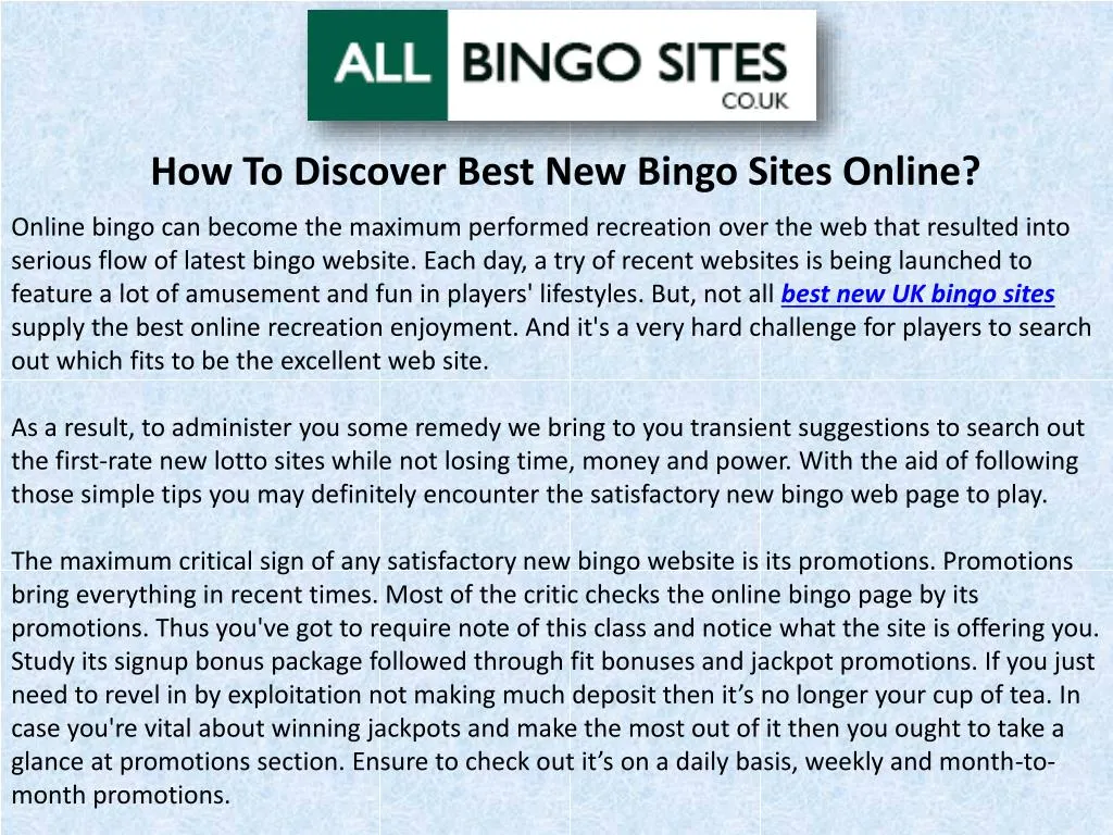 how to discover best new bingo sites online