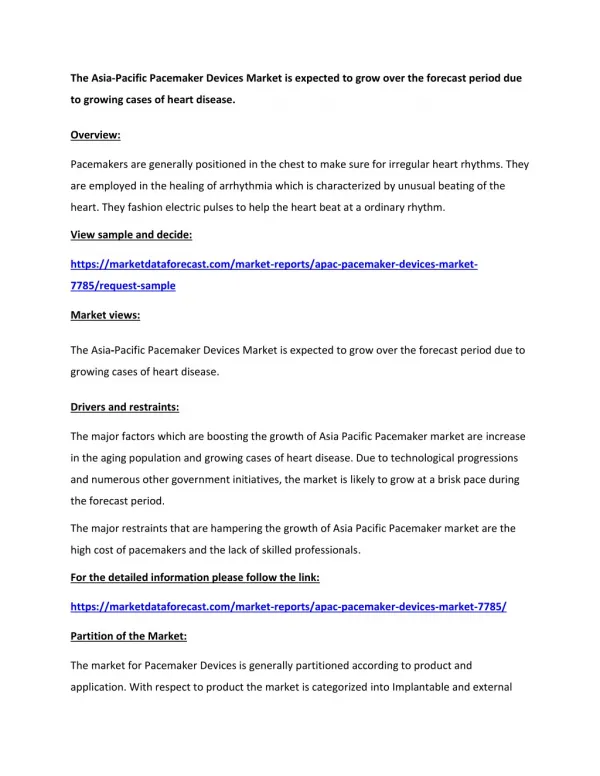 Asia Pacific Pacemaker Devices Market Key Trends And Growth Opportunities (2018-2023)