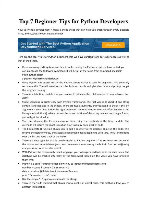 Top 7 Beginner Tips for Python Developers | Seashore Partners