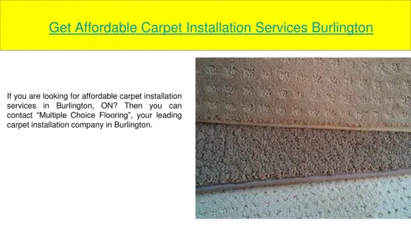 Carpet Installlation Services Burlington