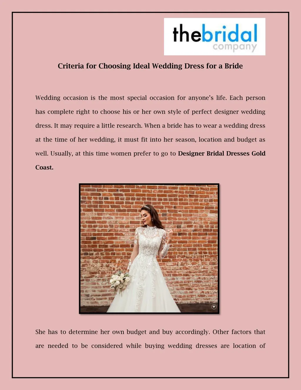 criteria for choosing ideal wedding dress