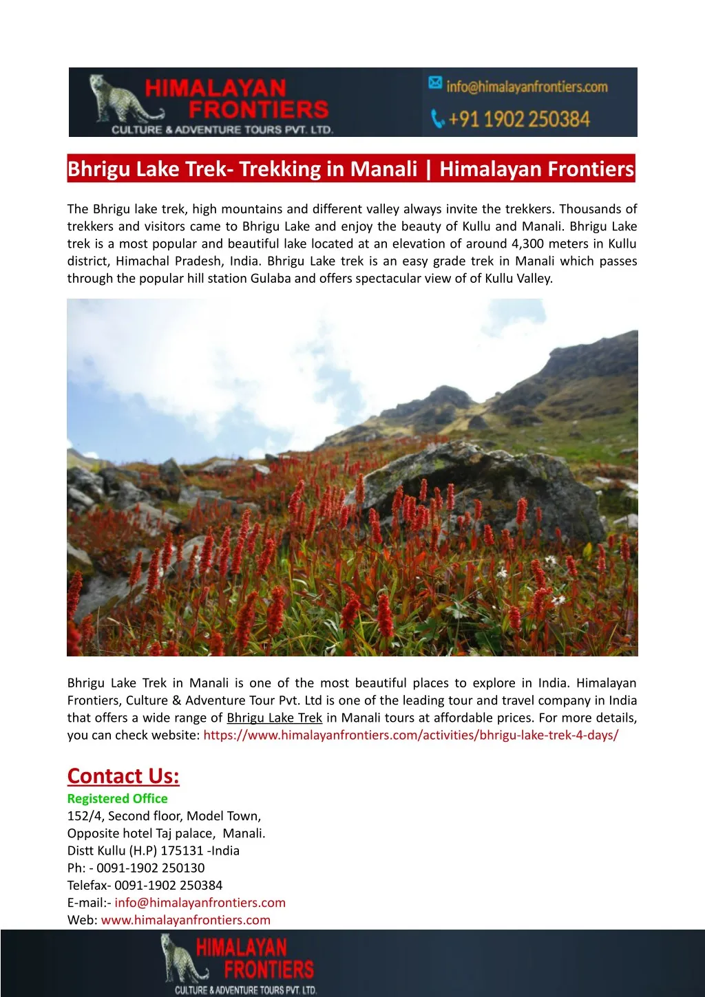 bhrigu lake trek trekking in manali himalayan