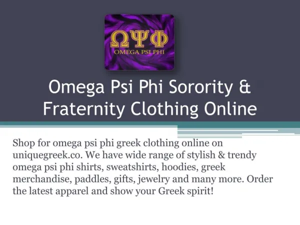 Omega Psi Phi Sorority & Fraternity Clothing Online - uniquegreek.co