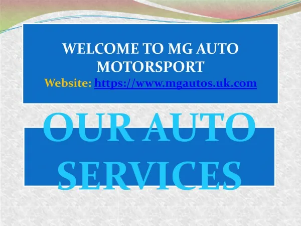 Auto Services in Ripley- MG Auto Motorsport