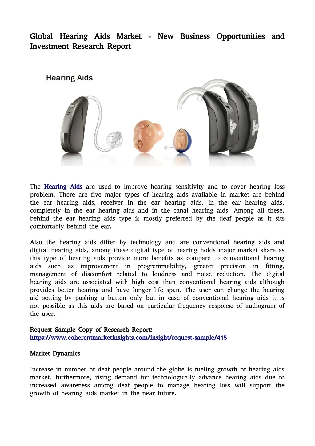 global hearing aids market new business