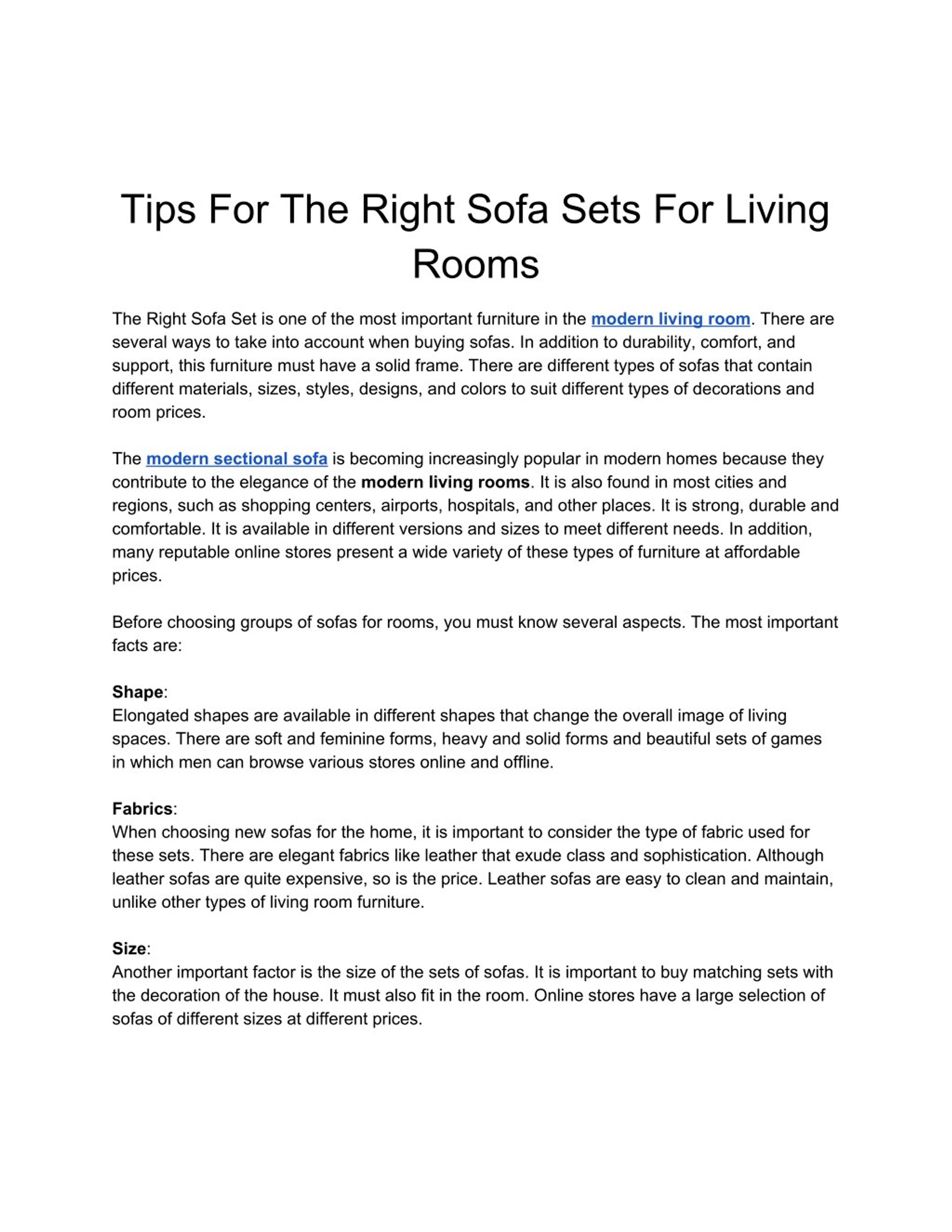 PPT - Tips For The Right Sofa Sets For Living Rooms PowerPoint ...