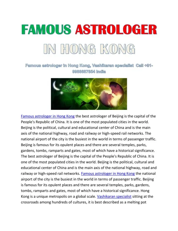 Famous astrologer in Hong Kong Call 91-9988687854 India