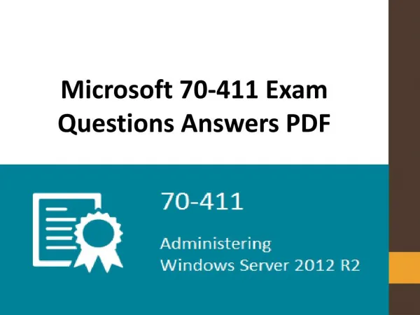 70-411 Dumps PDF | Authentic Microsoft 70-411 Exam Questions PDF