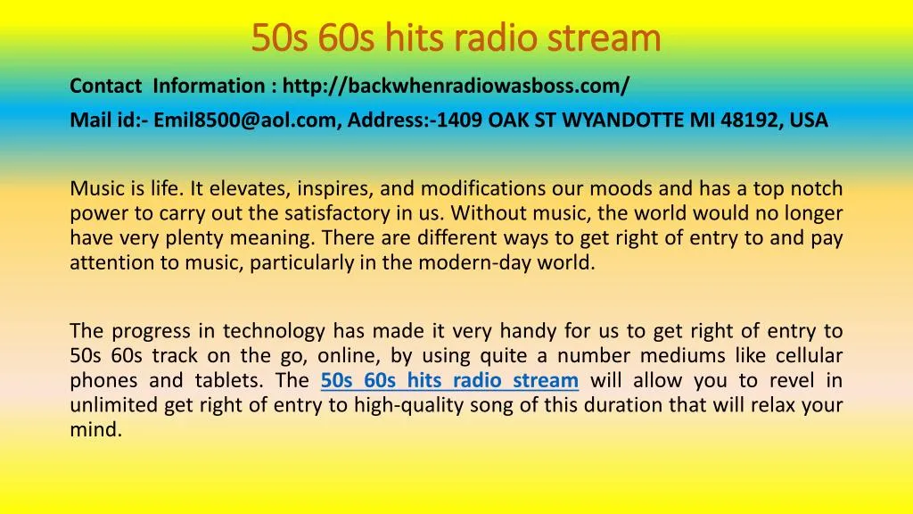 50s 60s hits radio stream