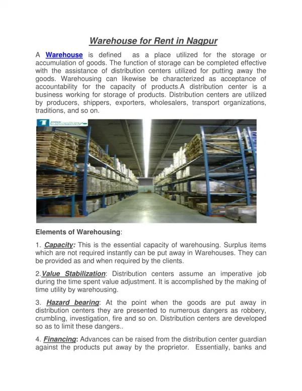 Warehouse For Rent In Nagpur