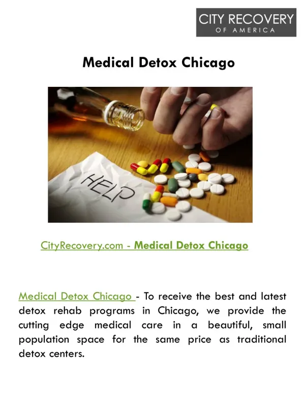 Medical Detox Chicago - CityRecovery