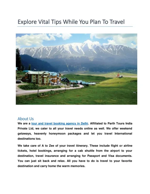 Explore Vital Tips While You Plan To Travel