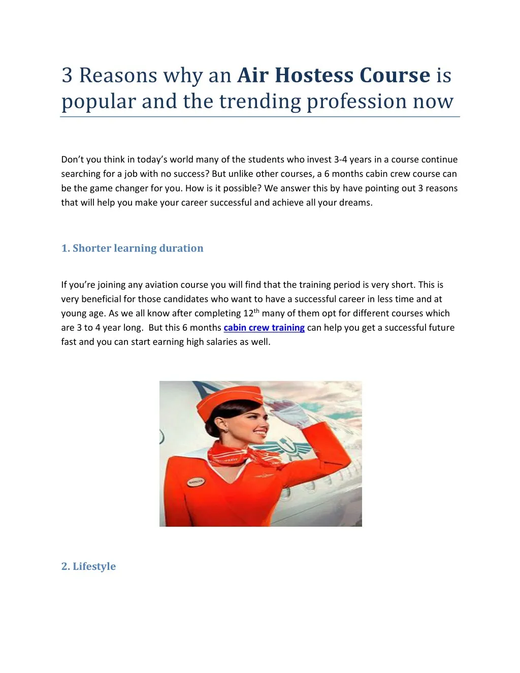 3 reasons why an air hostess course is popular