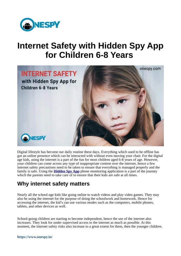 Internet Safety with Hidden Spy App for Children 6-8 Years