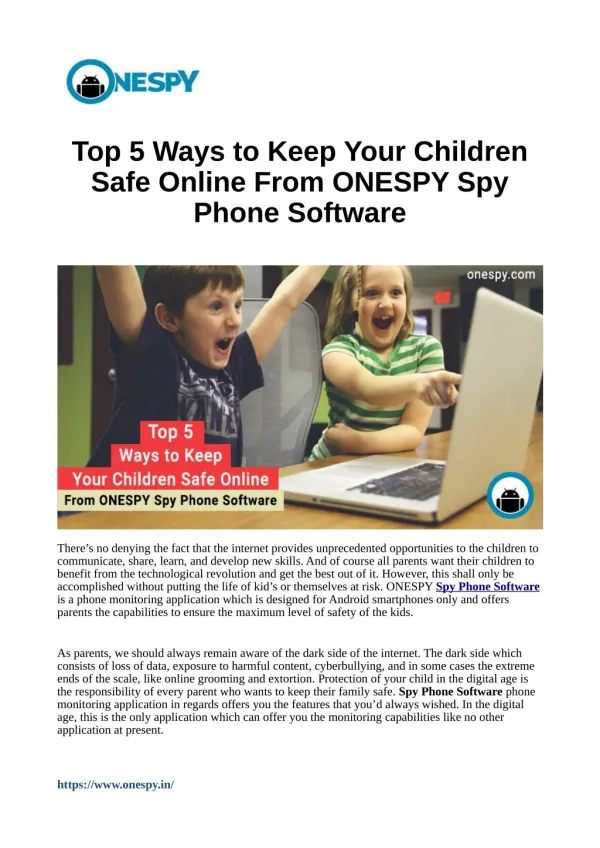 Top 5 Ways to Keep Your Children Safe Online From ONESPY Spy Phone Software