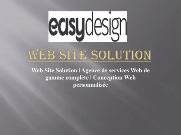 Web Site Solution | Agence de services Web de gamme complète | Conception Web personnalisée