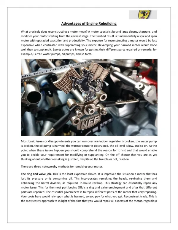 Advantages of Engine Rebuilding