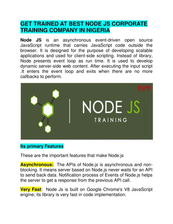 Best Node JS Corporate Training Company in Nigeria | KVCH