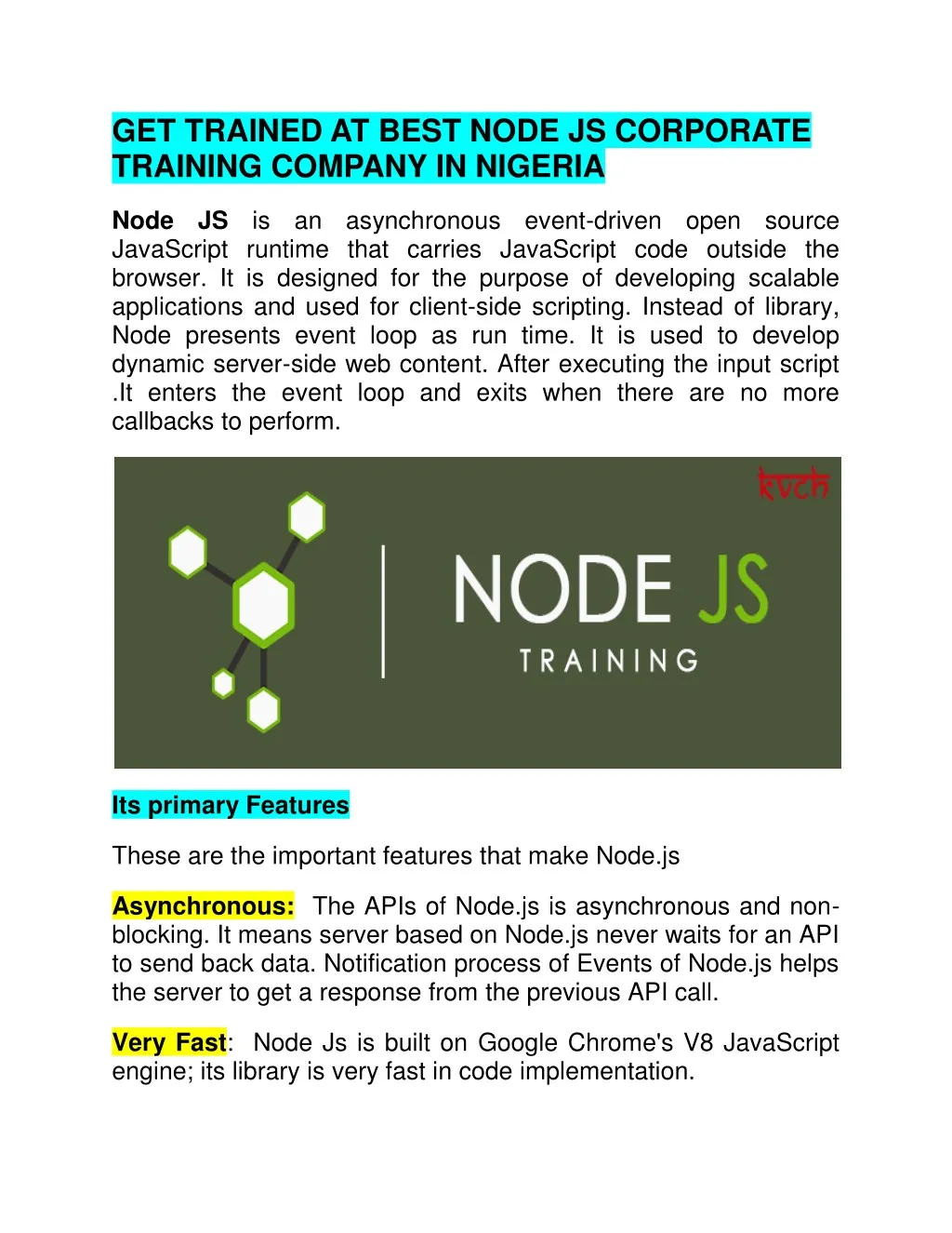 get trained at best node js corporate training