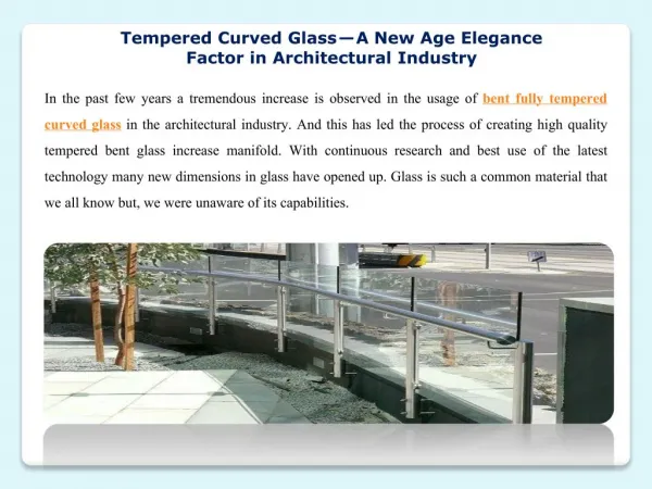 Tempered Curved Glass — A New Age Elegance Factor in Architectural Industry