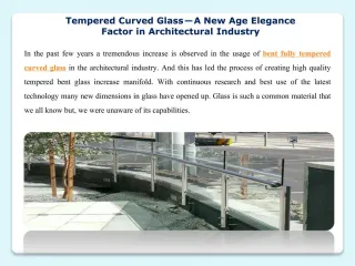 Tempered Curved Glass — A New Age Elegance Factor in Architectural Industry - slide 1
