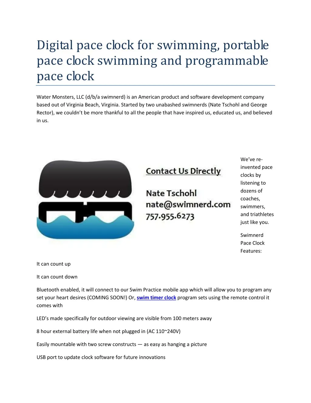 digital pace clock for swimming portable pace