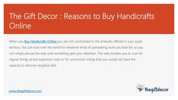 The Gift Decor : Reasons to Buy Handicrafts Online