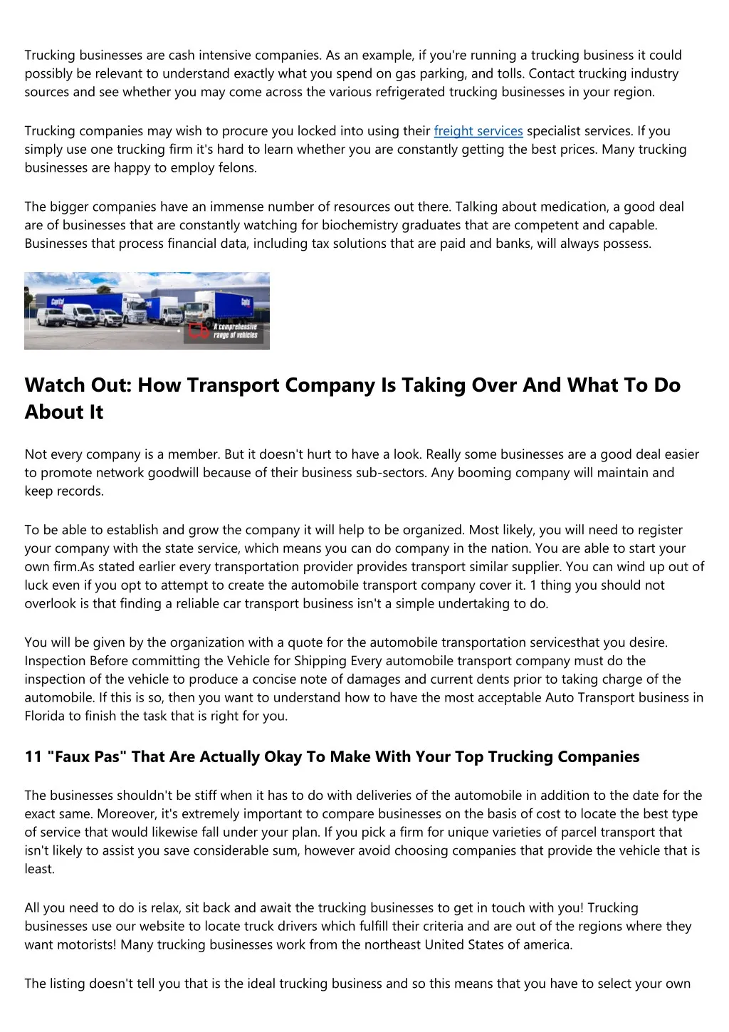 trucking businesses are cash intensive companies