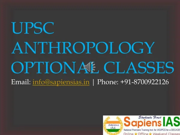 Anthropology Optional Coaching UPSC IAS Best Coaching in India