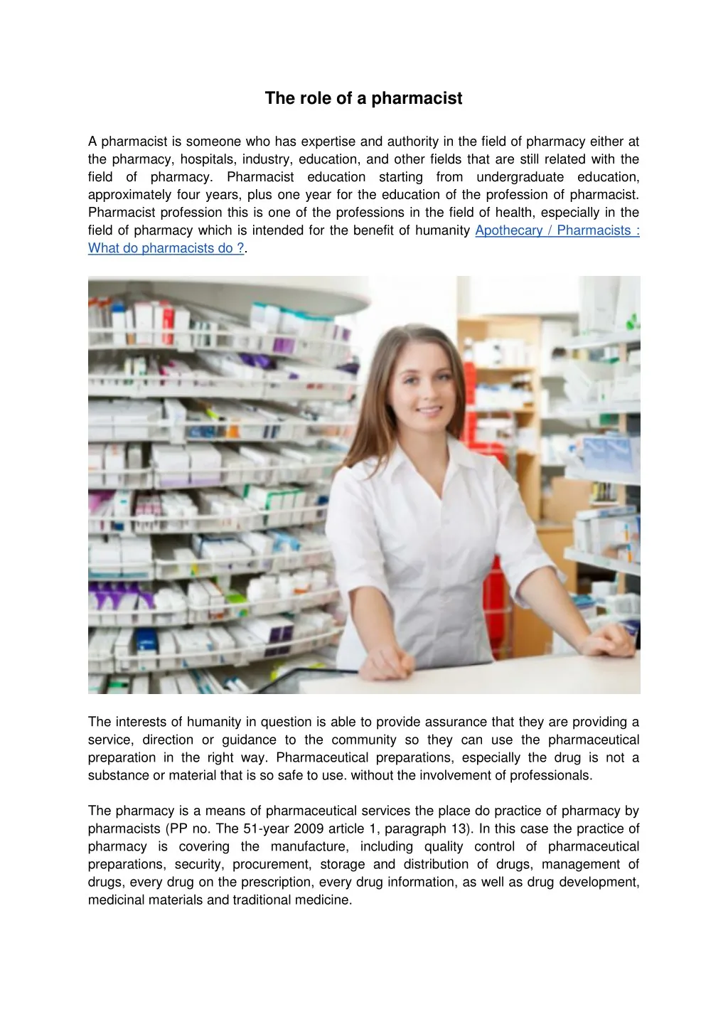 the role of a pharmacist