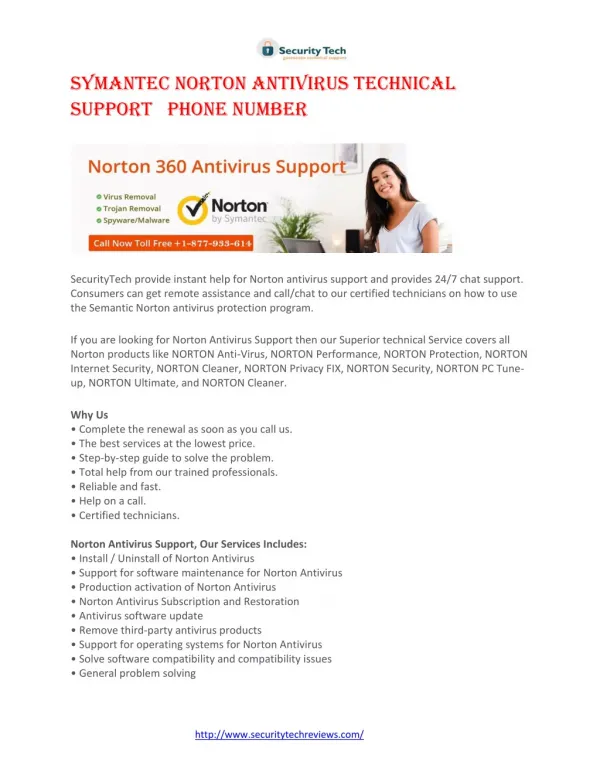 symantec norton antivirus technical support phone