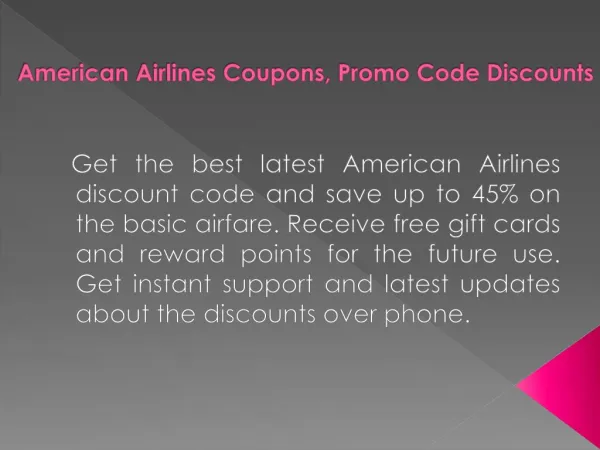 What are the benefits of using American airlines discount code?