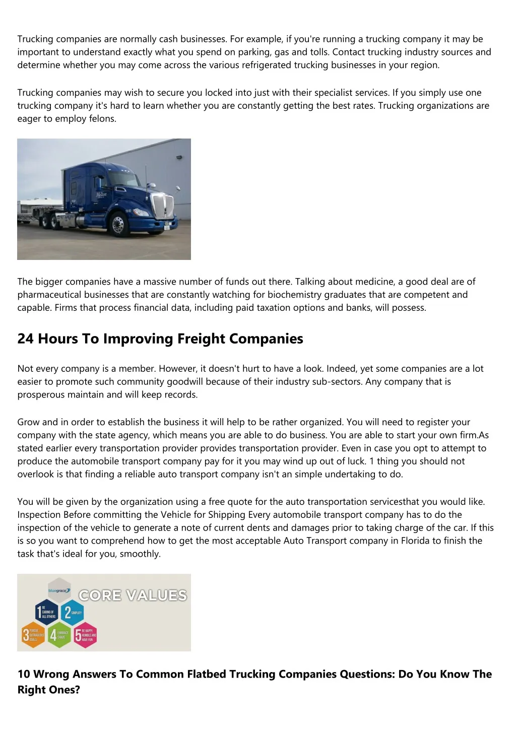 trucking companies are normally cash businesses
