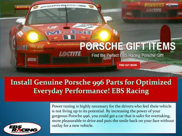 Install Genuine Porsche 996 Parts for Optimized Everyday Performance! EBS Racing