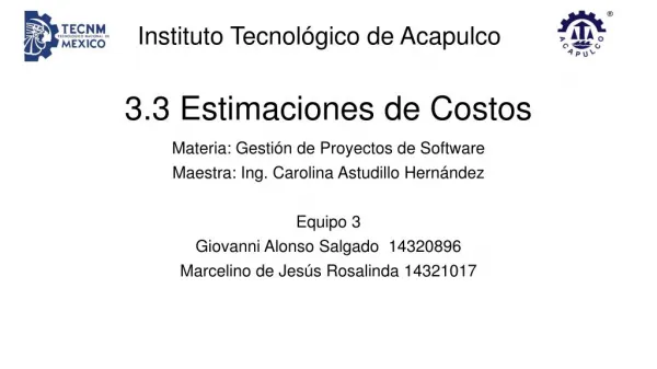 3.3 Estimacion de Costos