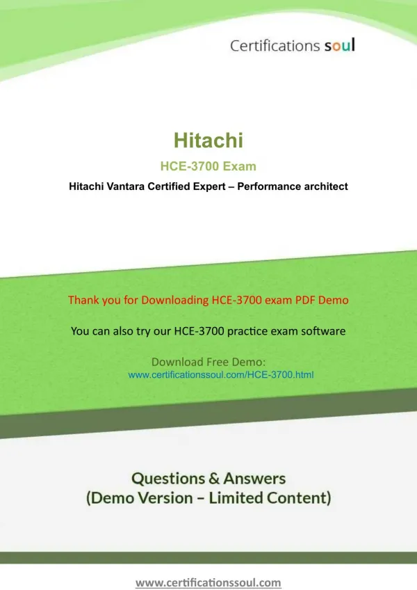 Performance Architect HCE-3700 Hitachi Exam Questions
