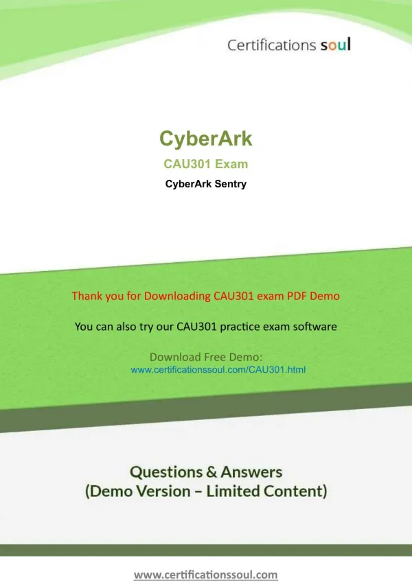 CyberArk Certified Sentry CAU301 CyberArk Practice Test