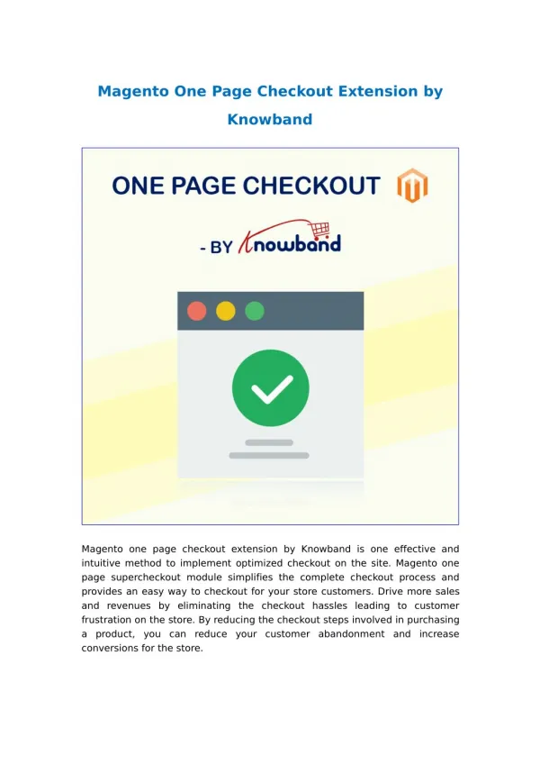 Magento One Page Checkout Extension by Knowband